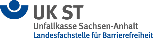 Logo der Landesfachstelle für Brrierefreiheit mit dem Schriftzug Unfallkasse Sachsen-Anhalt und Landesfachstelle für Brrierefreiheit